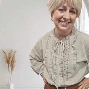 Pinstripe Ruffle Shirt