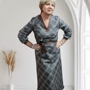 Paid Maxi Dress With Faux Leather Trim