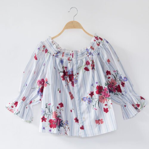 Gathered Floral Blouse