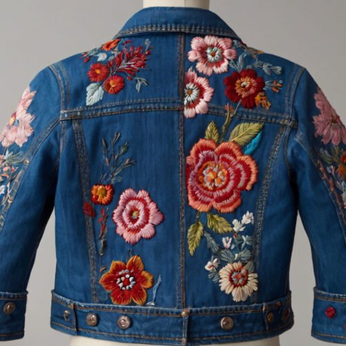 Emboidered Denim Cardigan